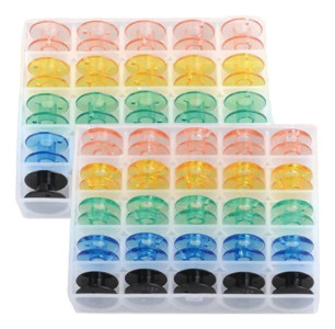 Caja Con 25 Carreteles Acrílicos De Máquina De Coser Colores