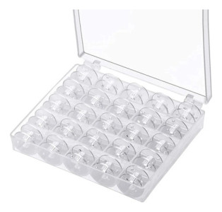 Caja Con 25 Carreteles Acrílicos De Máquina De Coser Familia